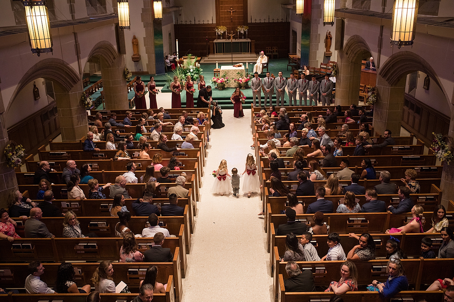 flower girls and ring bearer enter ceremony