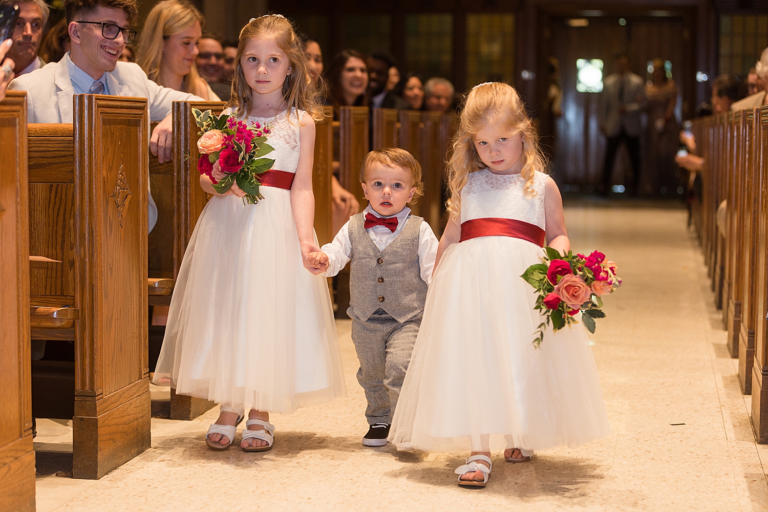 flower girls and ring bearer enter ceremony