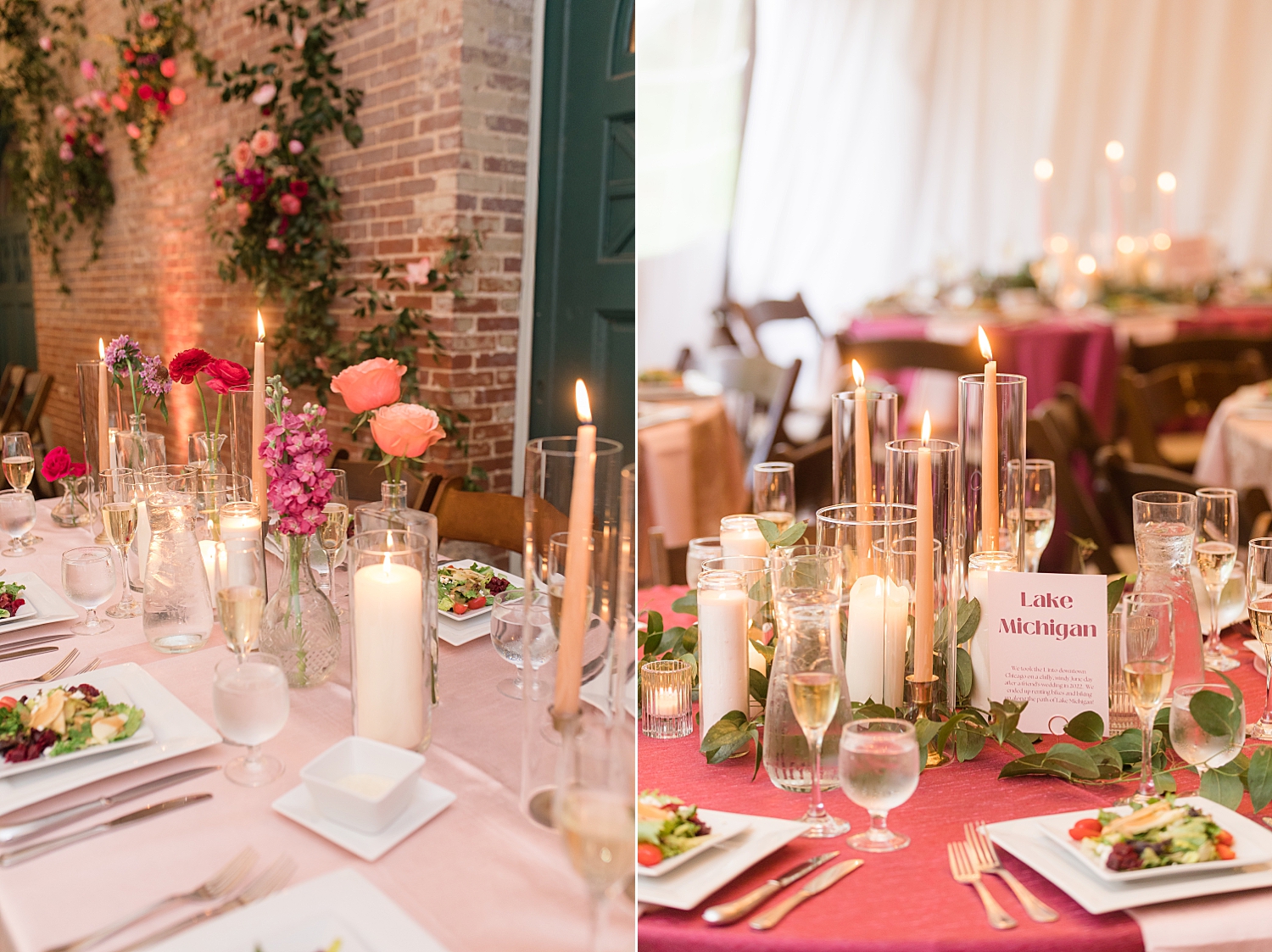 pink and purple spring tablescape