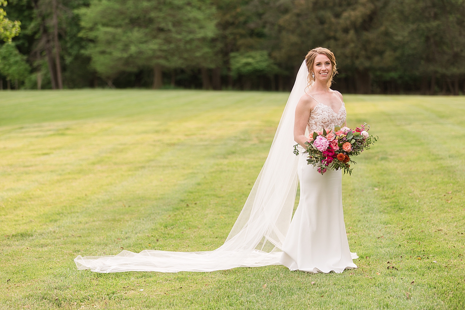 bridal portrait in the lawn