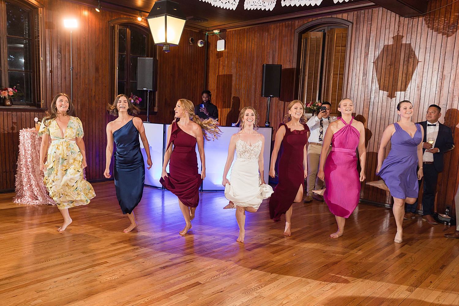 bride and friends perform irish dance