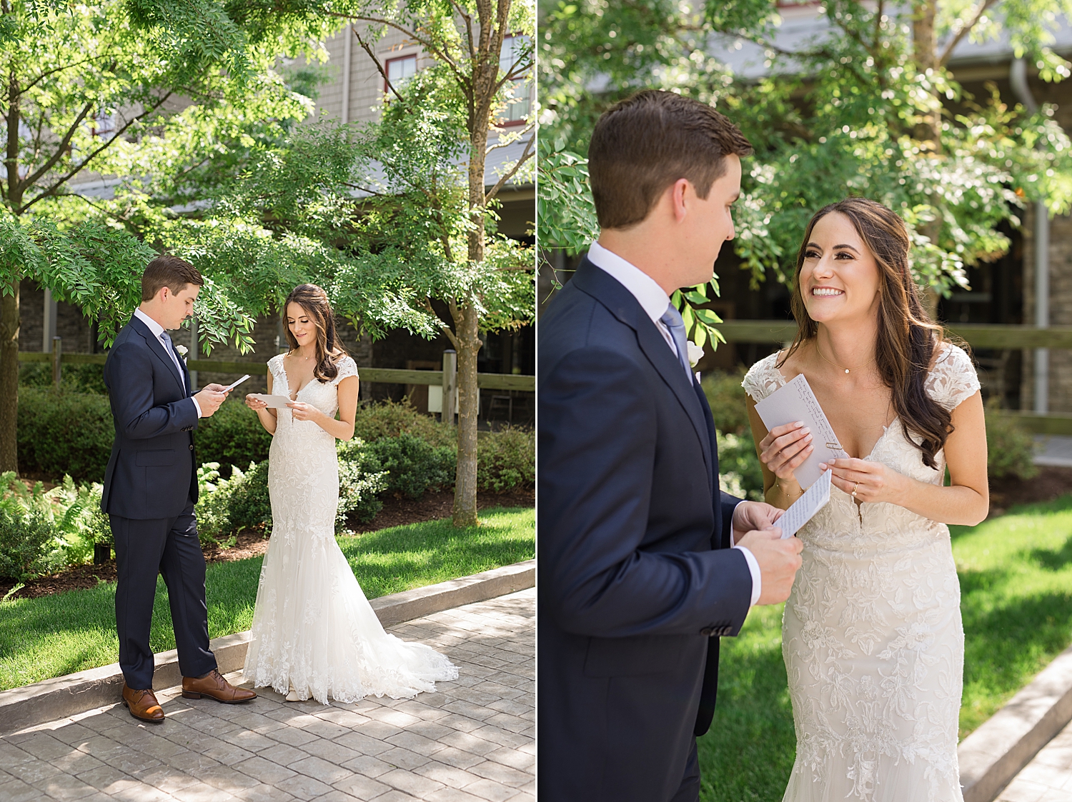 bride and. groom read private vows