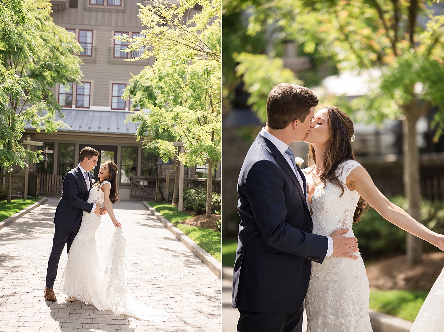 bride and groom kiss