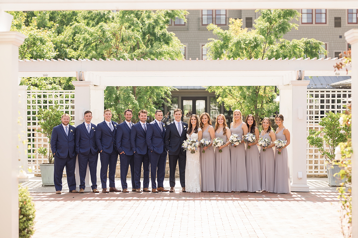 full wedding party at chesapeake bay beach club inn courtyard