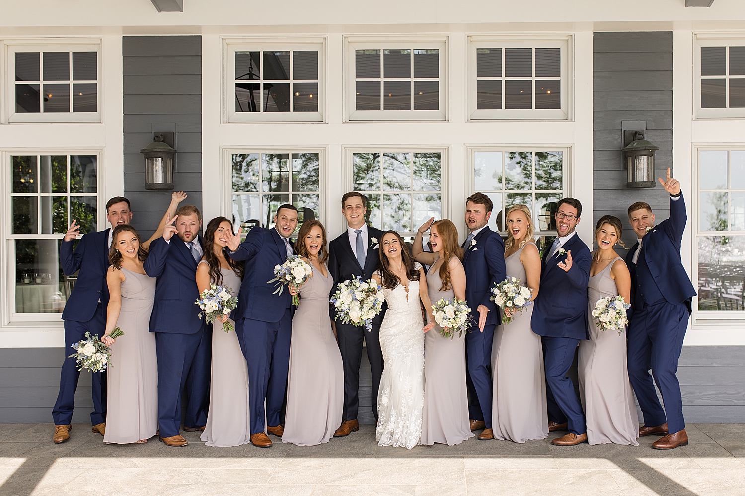 full wedding party at chesapeake bay beach club