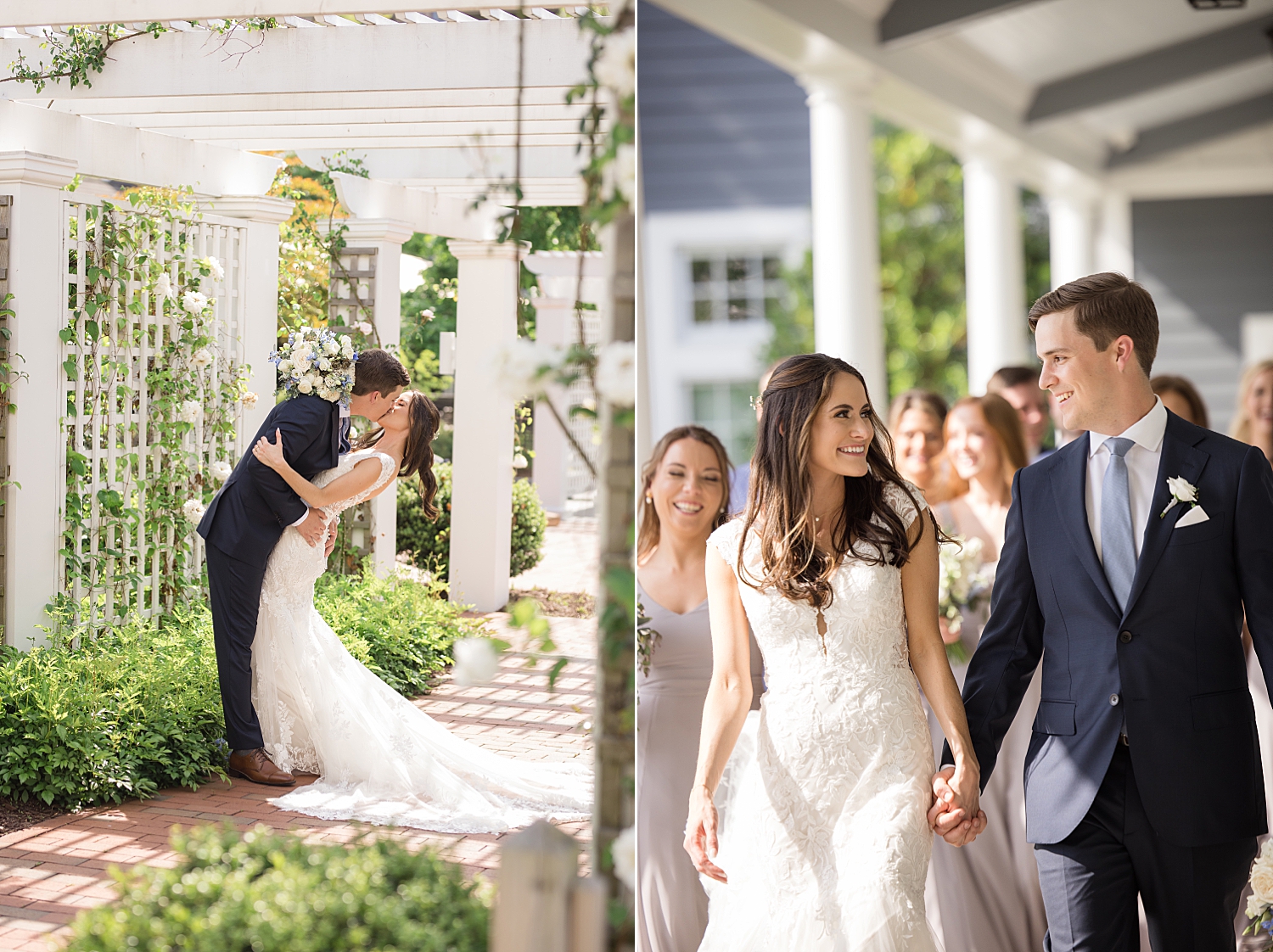 bride and groom kiss