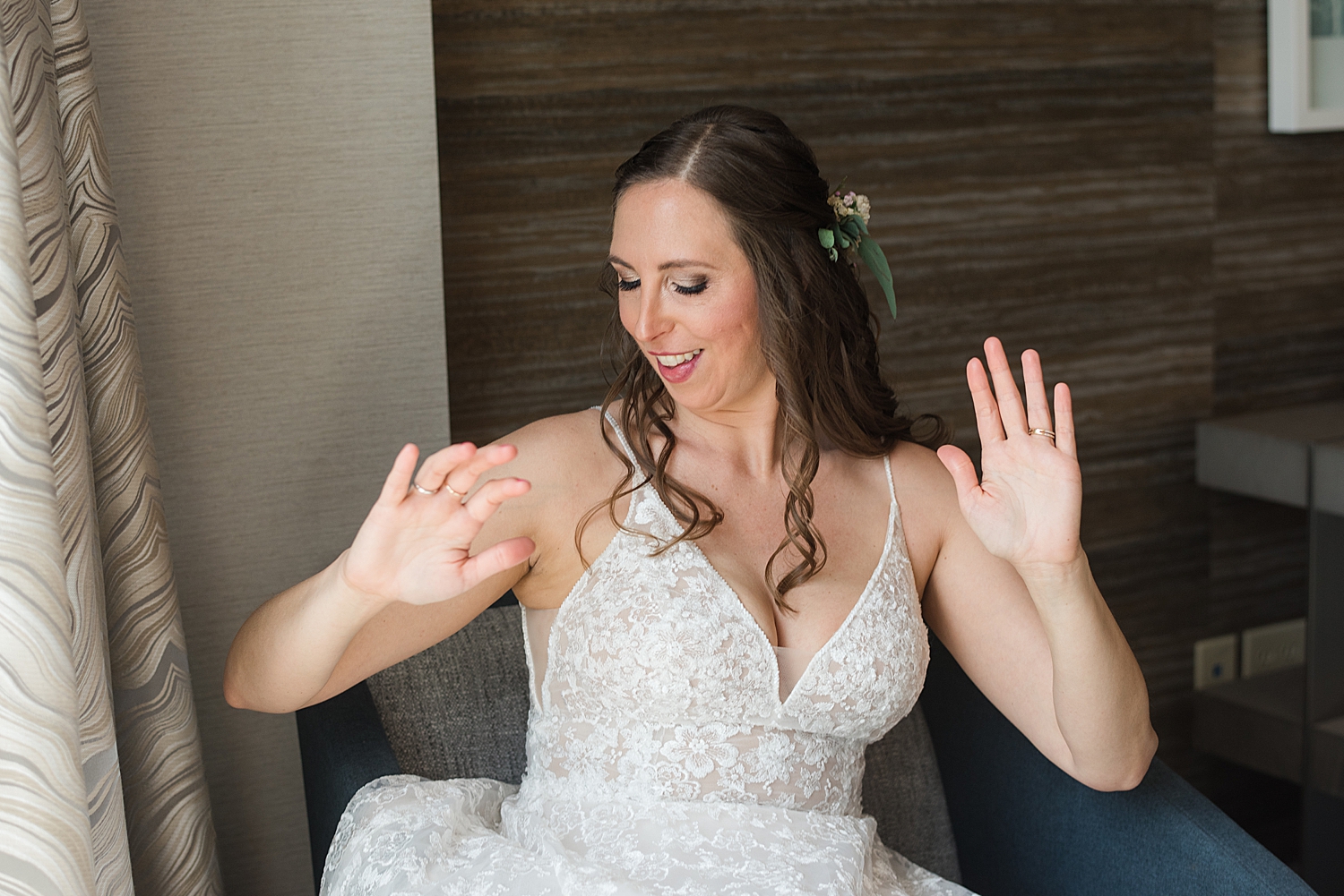 bride being silly, dancing