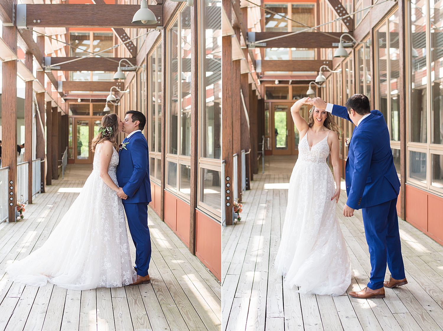 bride and groom kiss, spin