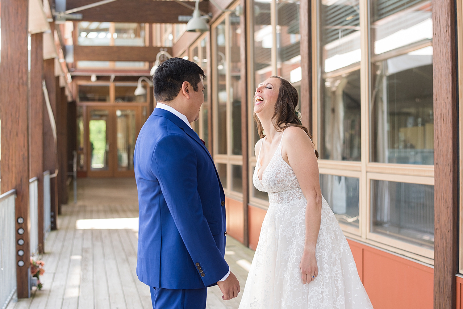 bride and groom on deck