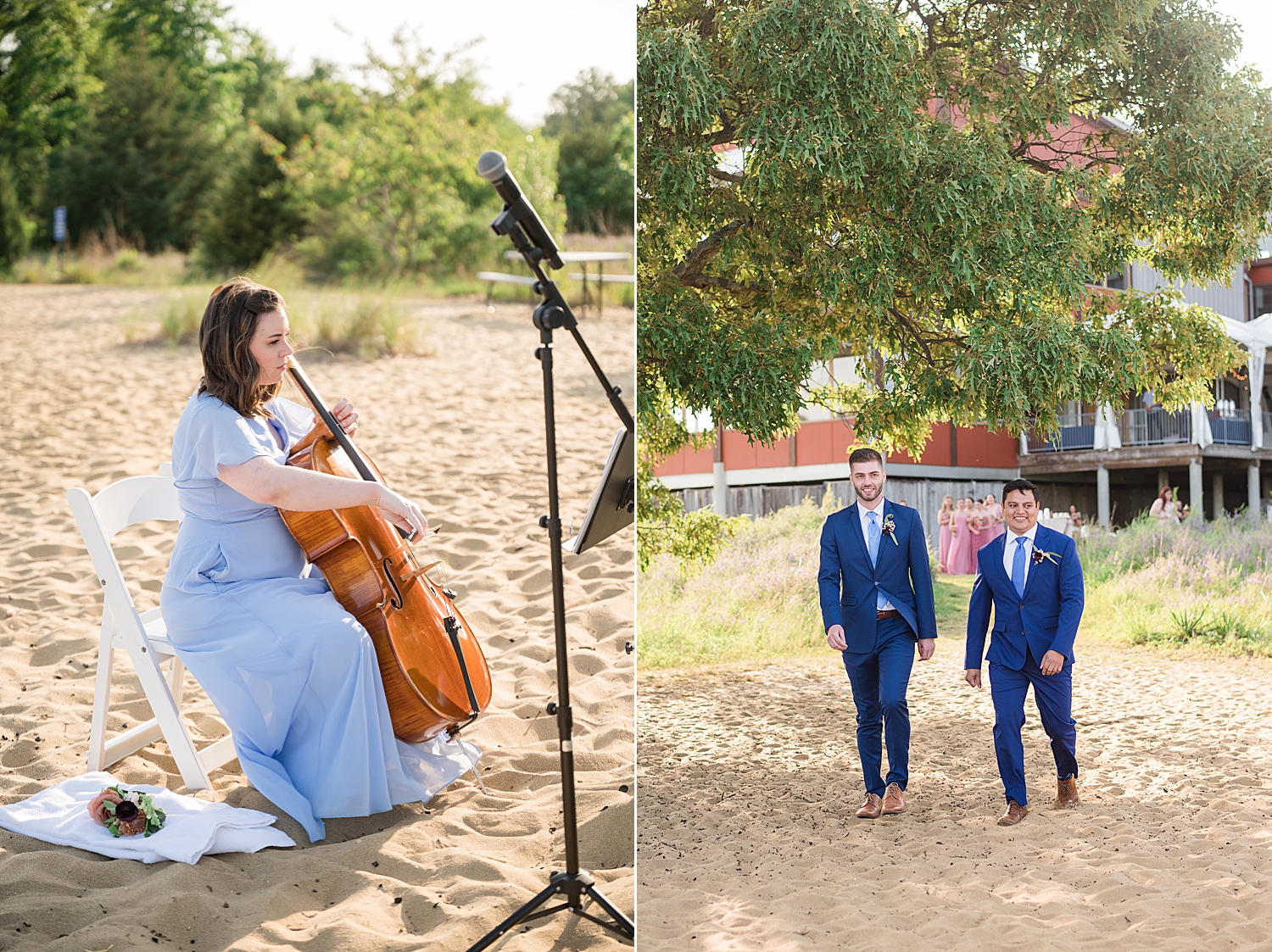 Cello player starts for ceremony, groom enters