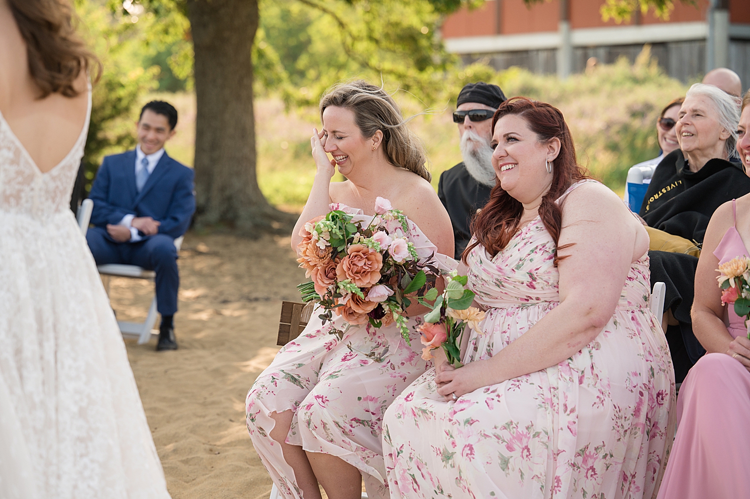 bridesmaids crying during ceremony