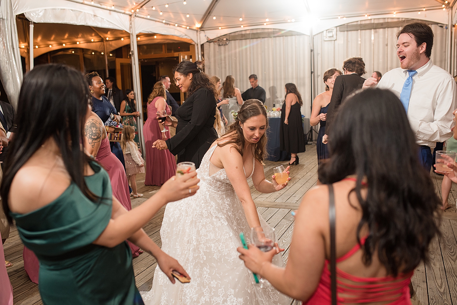 candid guests dancing