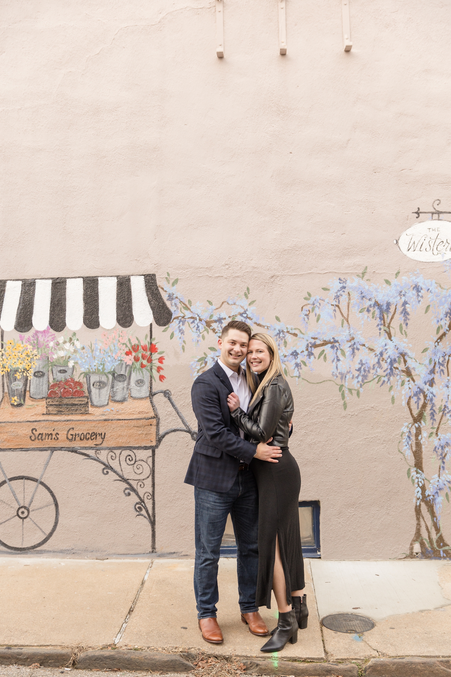 Fleet Street Annapolis engagement photos bike mural