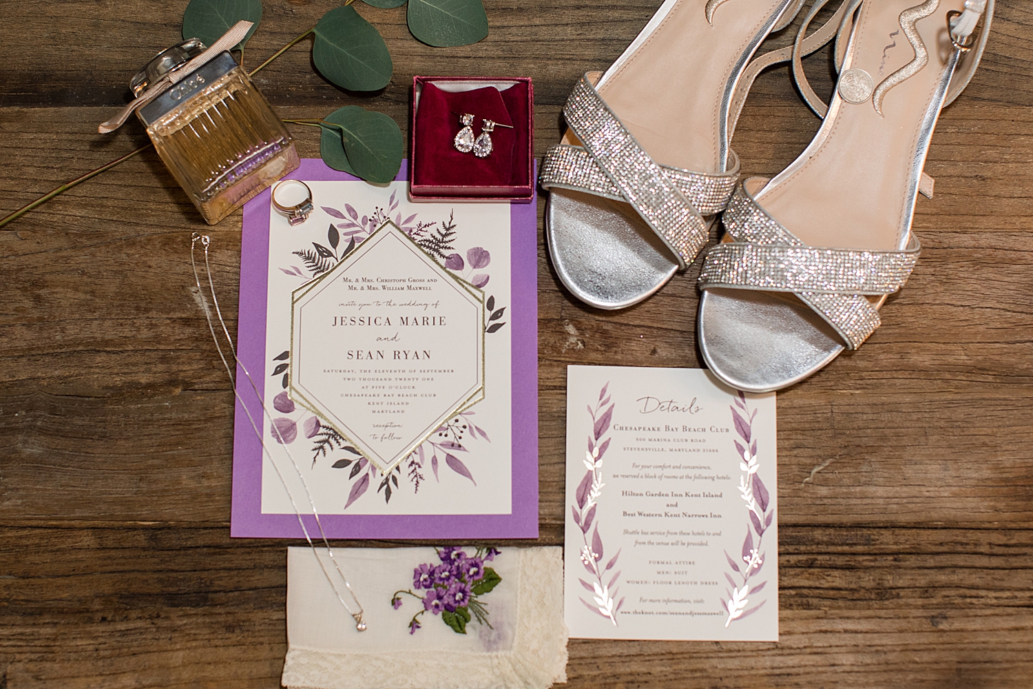 flat lay purple details