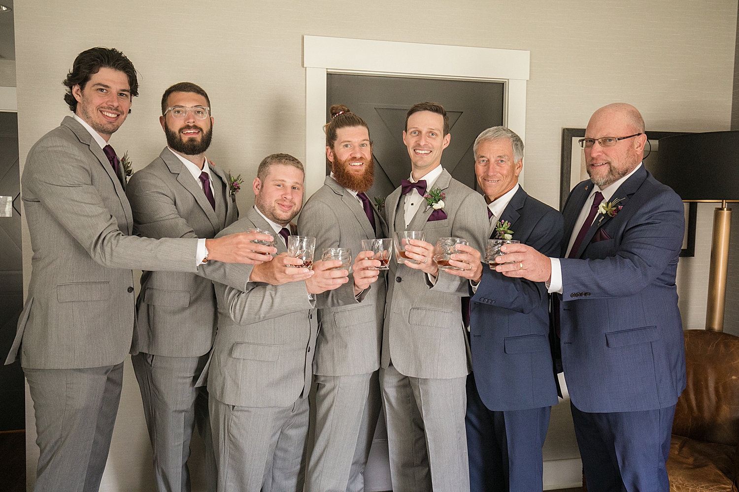 groomsmen cheersing