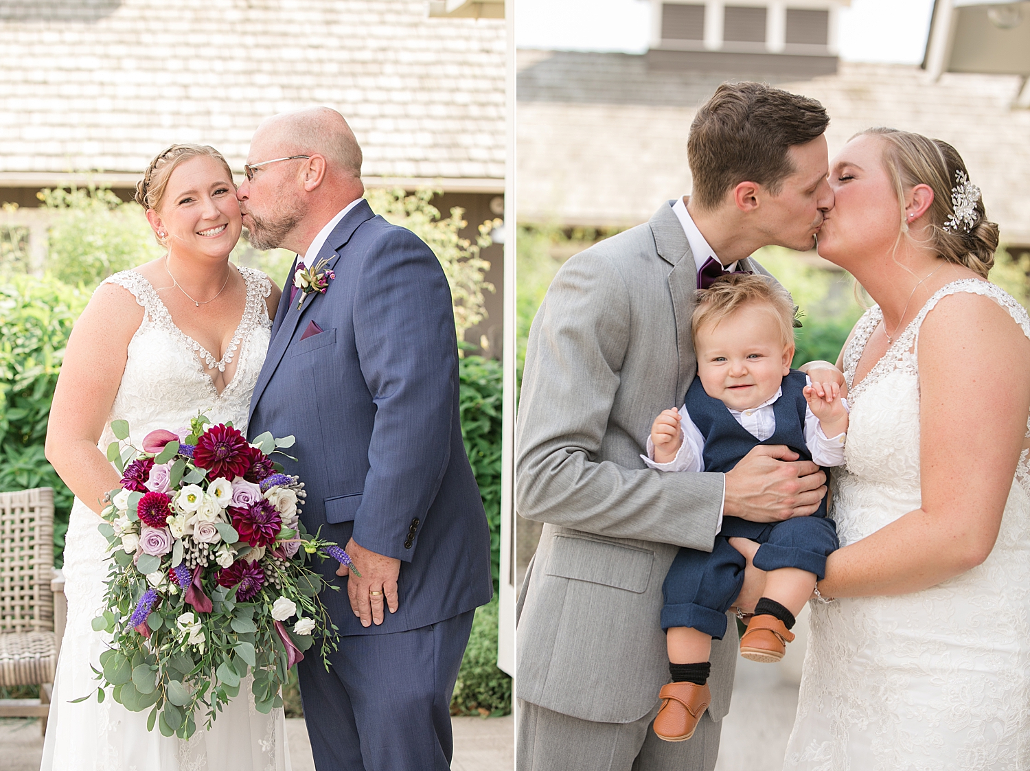 bride and groom with faimly