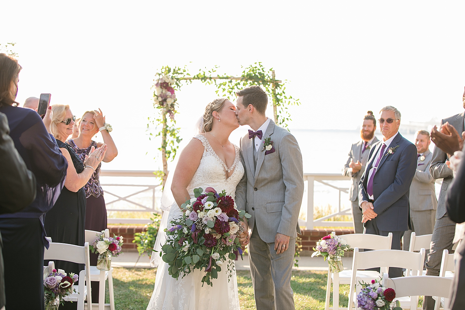 outdoor ceremony on the chesapeake bay, kiss