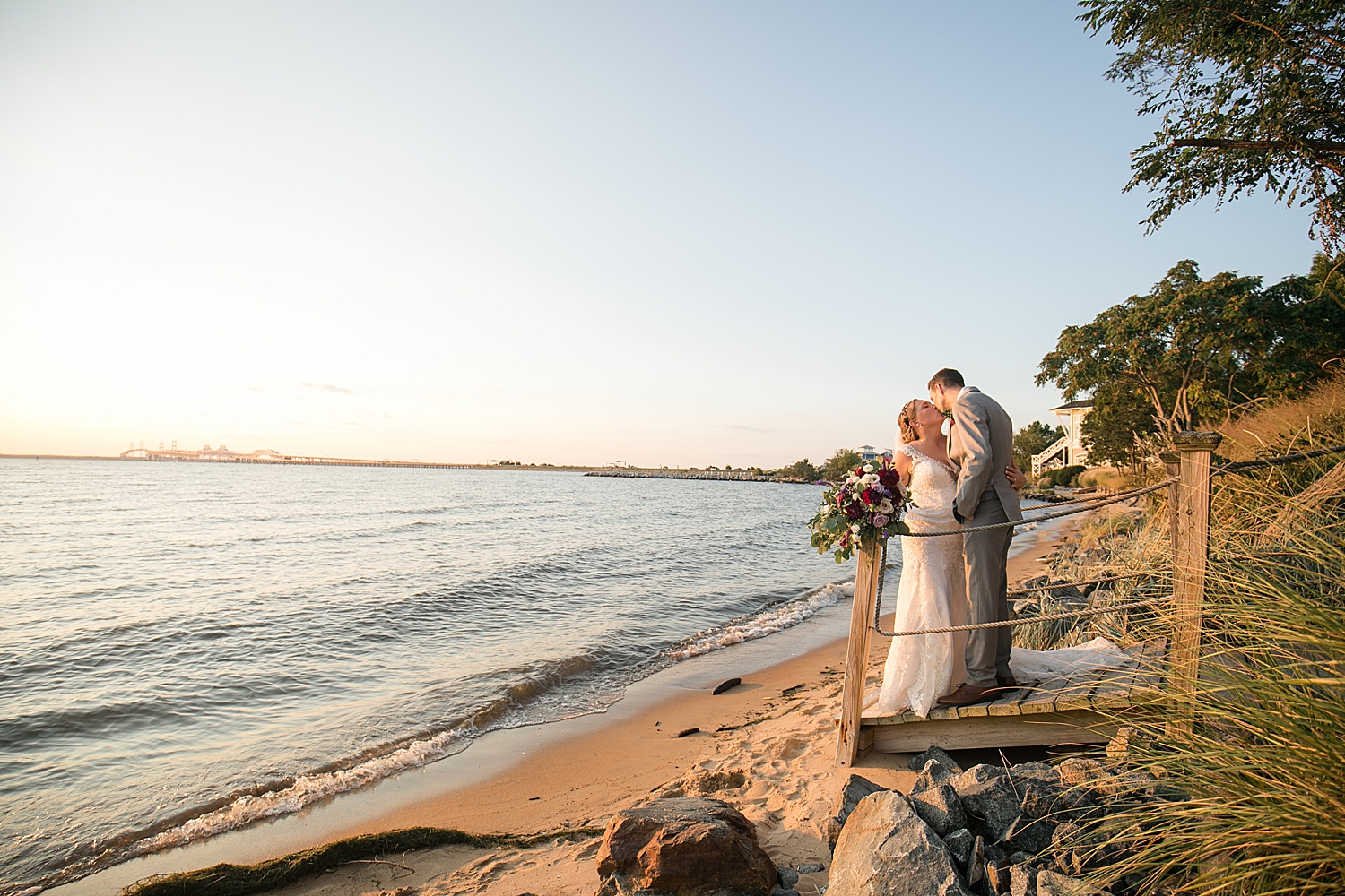 couple portrait on beach at sunset