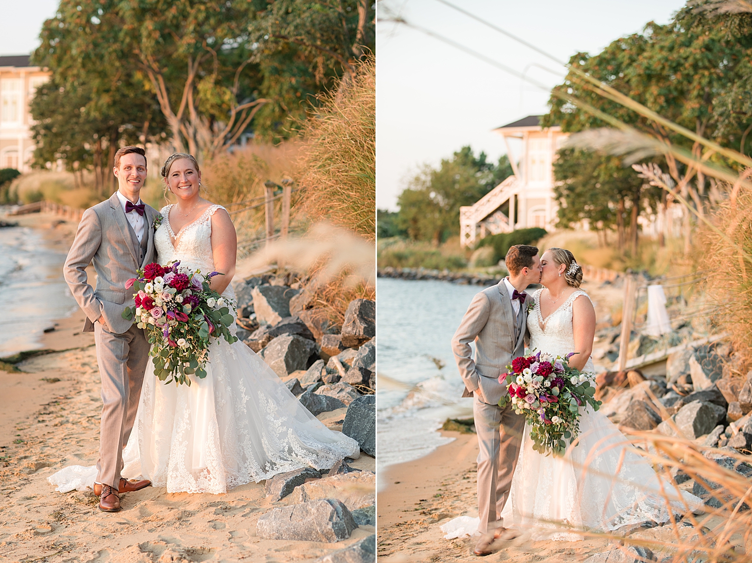 couple portrait on beach at sunset