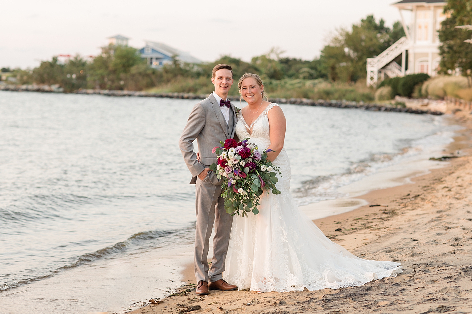 couple portrait on beach at sunset