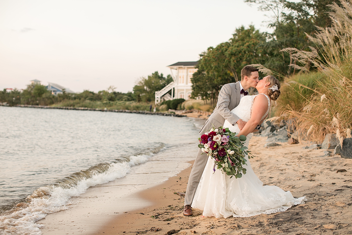 couple portrait on beach at sunset