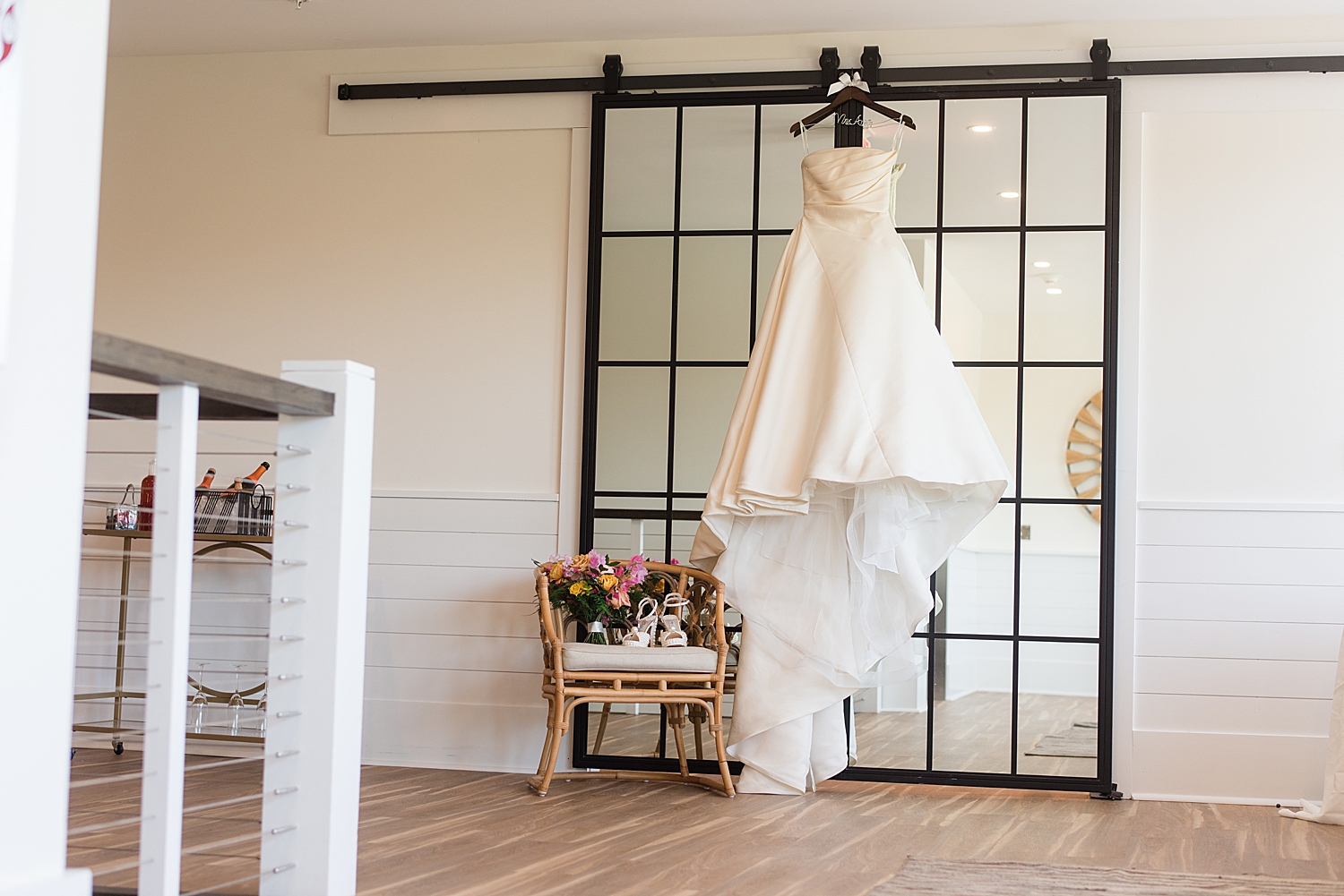 wedding dress hanging