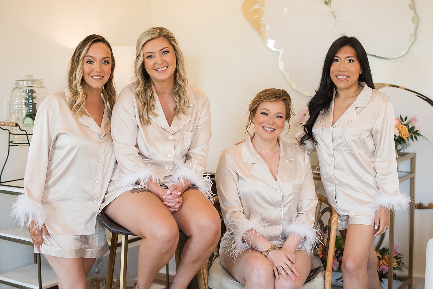 bride and bridesmaids in robes