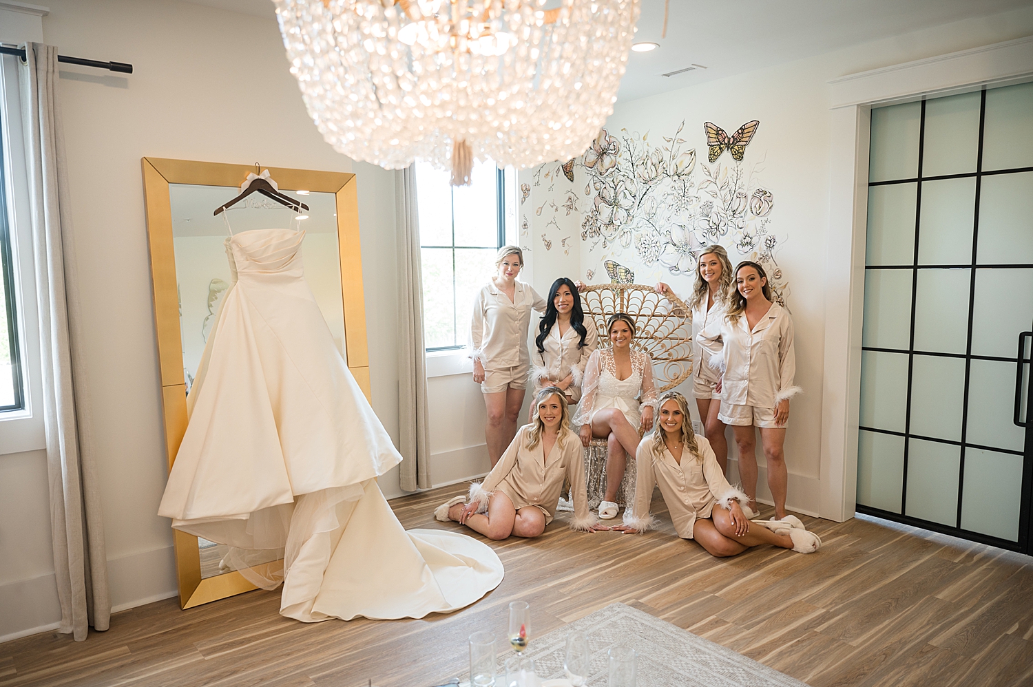 bride and bridesmaids in robes