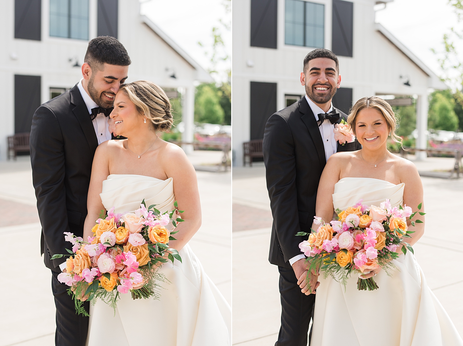 bride and groom couple portrait, forehead kiss