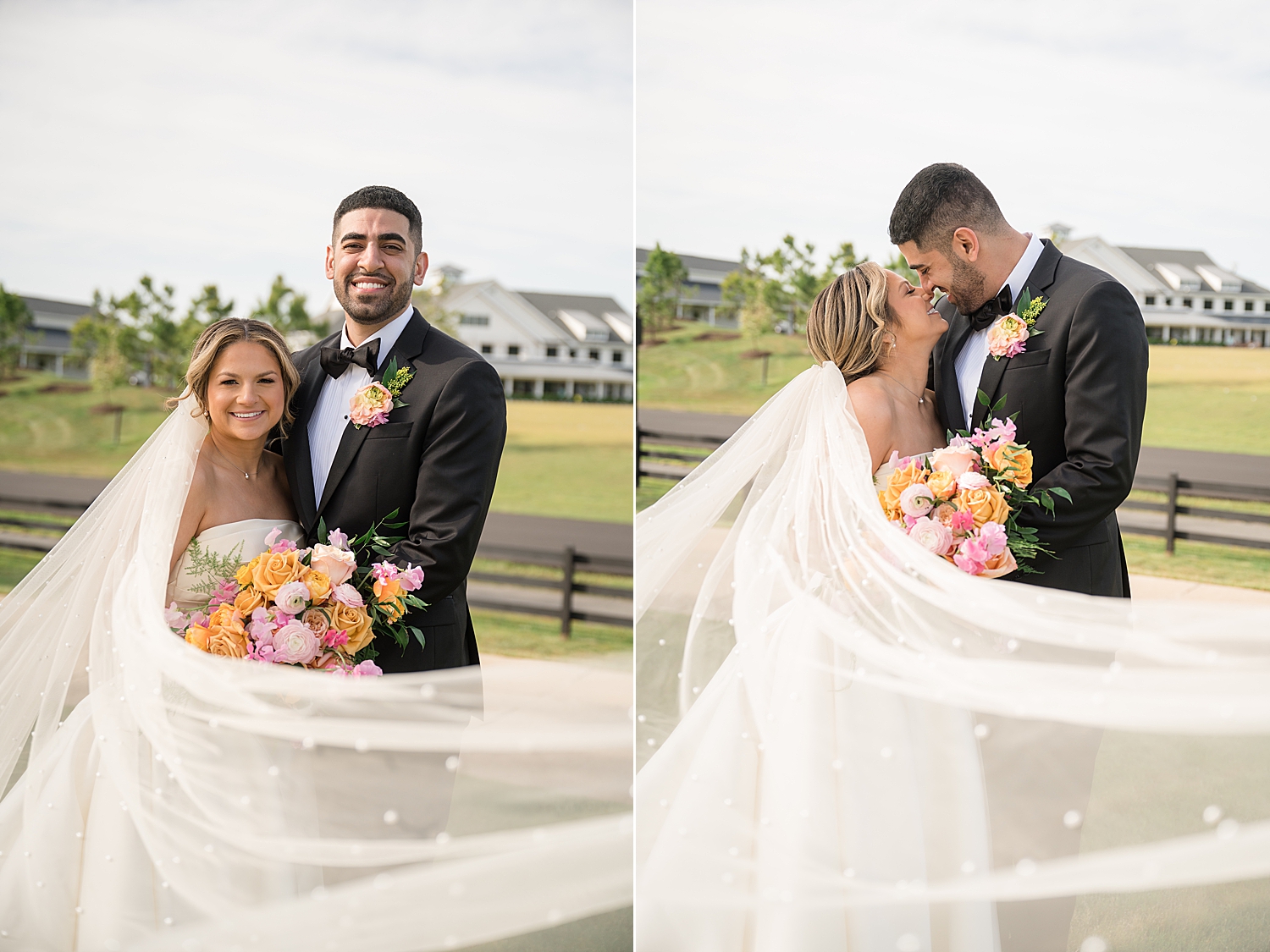 shooting wedding couple portrait through veil