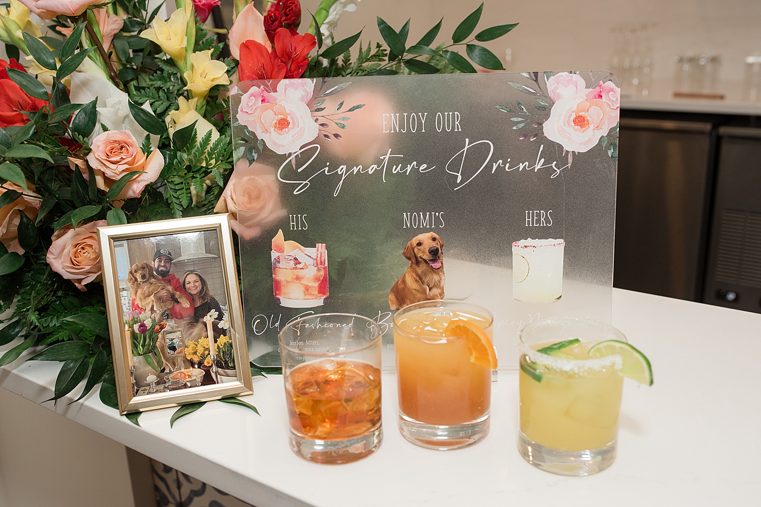 signature drinks at wedding reception