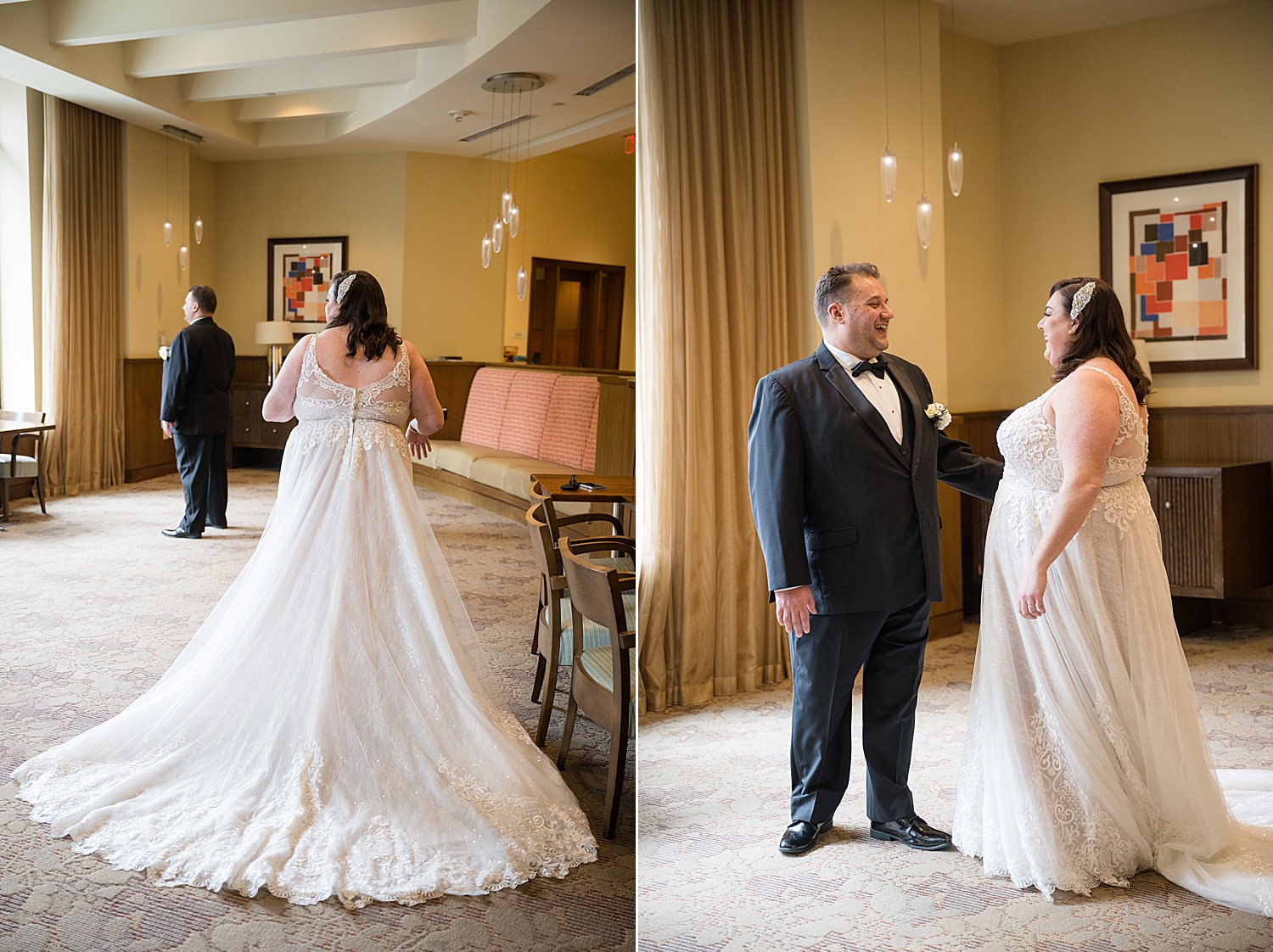 bride and groom first look