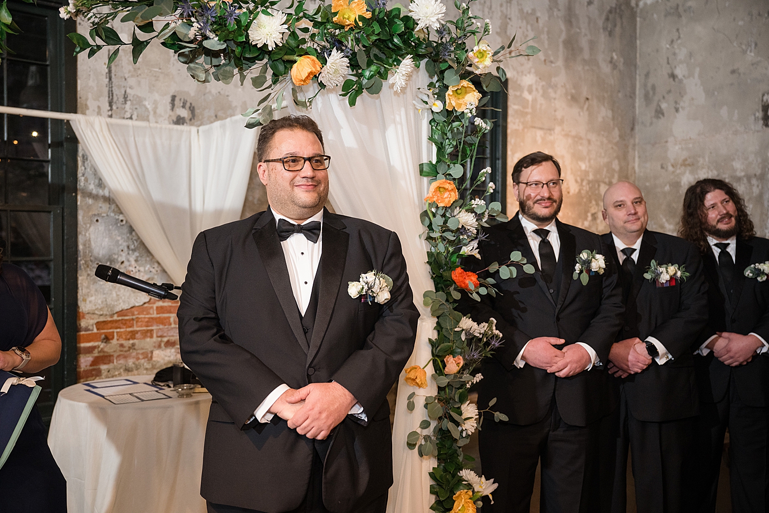 groom waiting for bride during ceremony