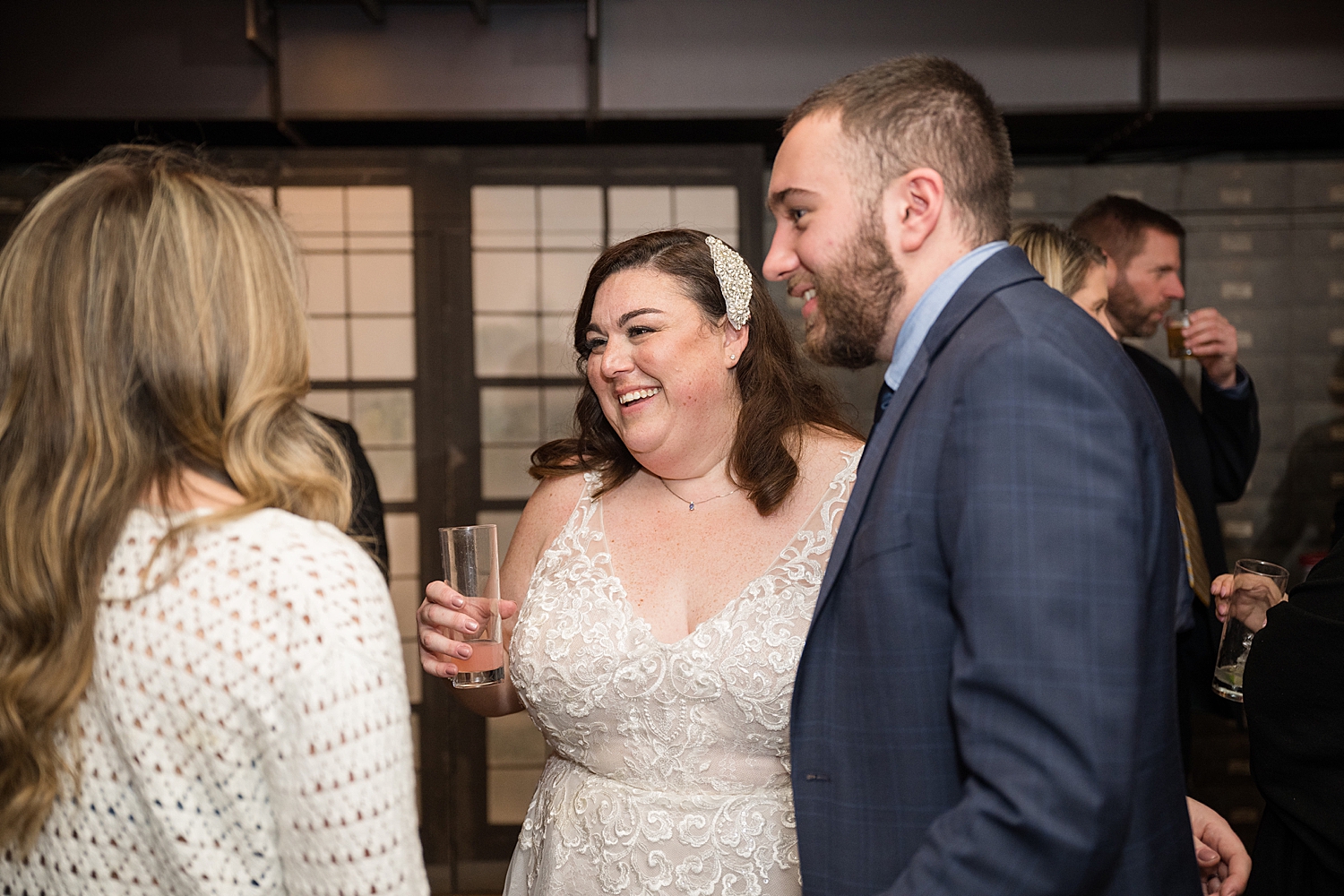 bride and groom enjoying cocktail hour