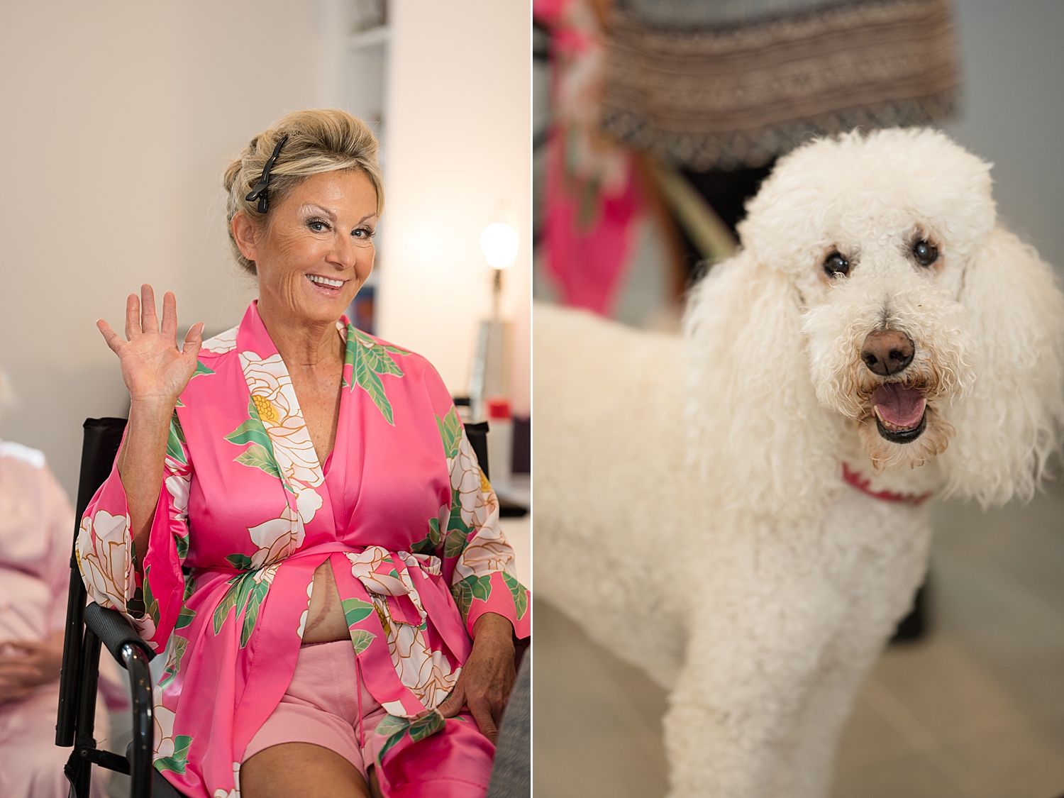 bride getting ready with dog