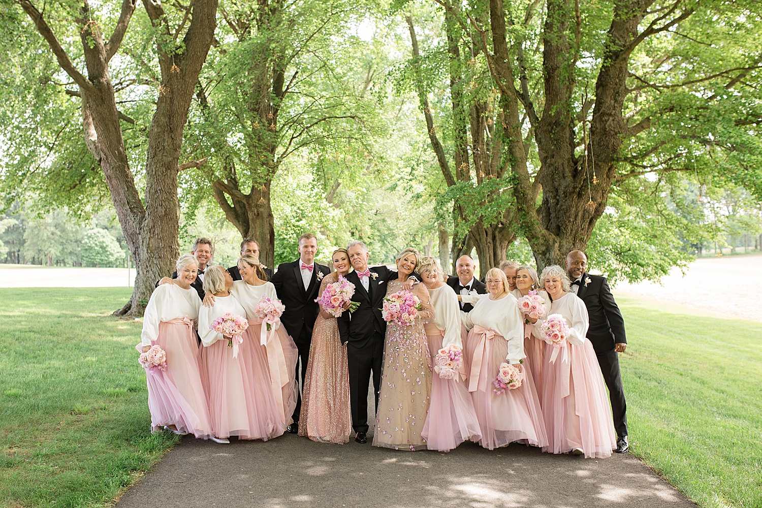 full wedding party celebrates