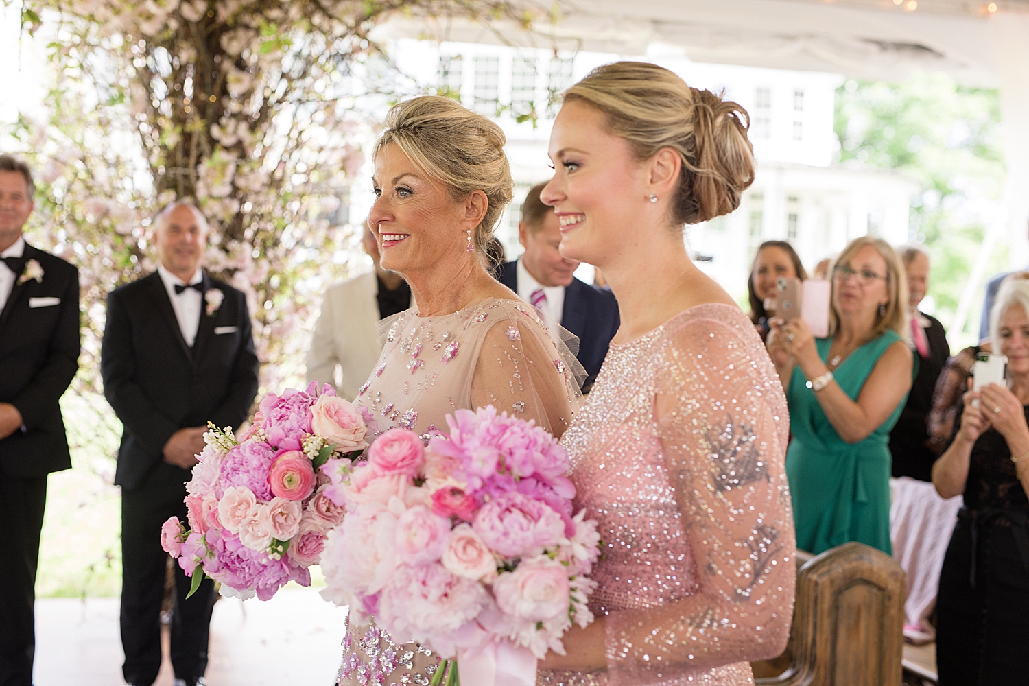 bride's daughter walks her down the aisle