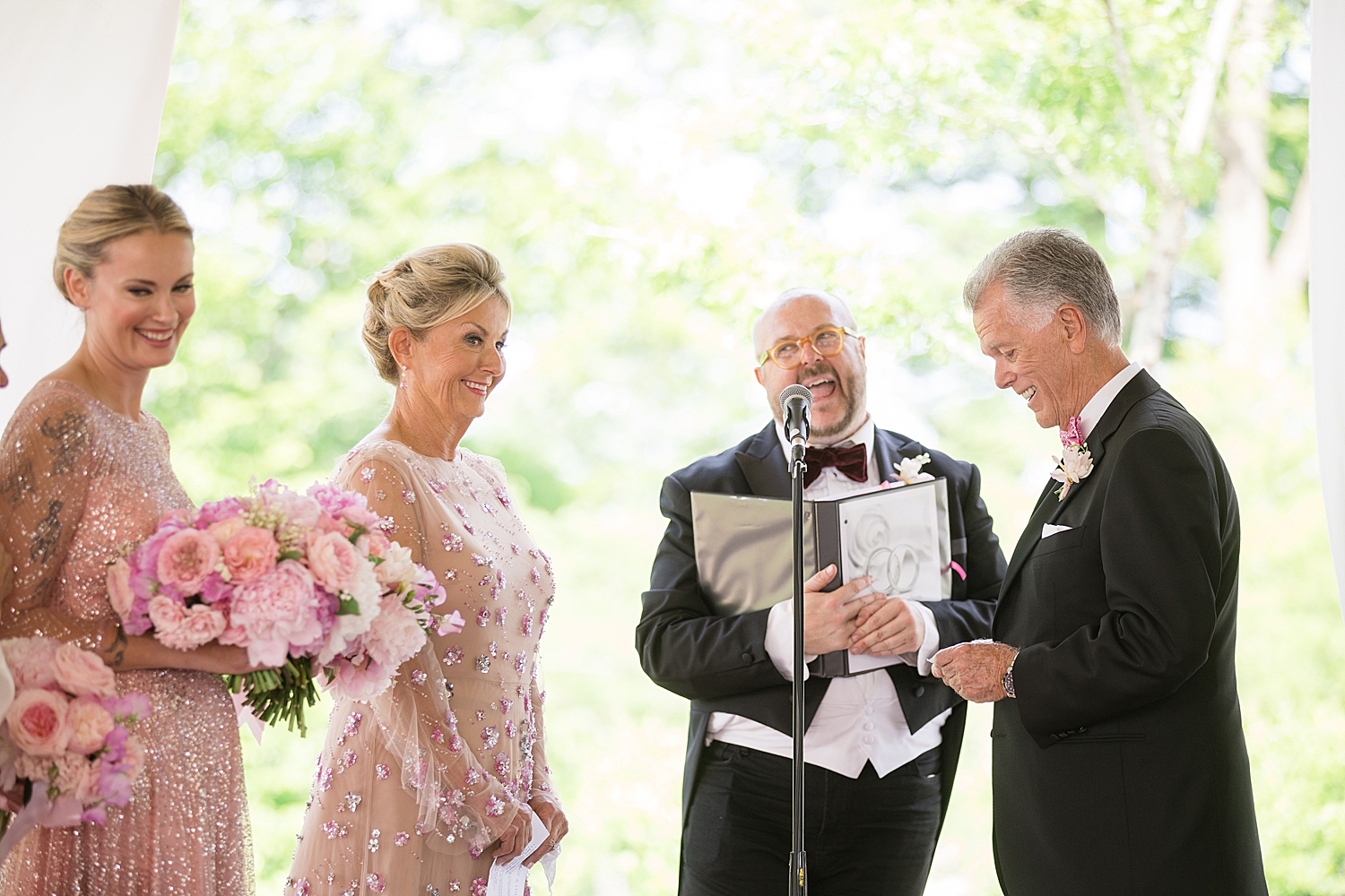 couple laughs during ceremony