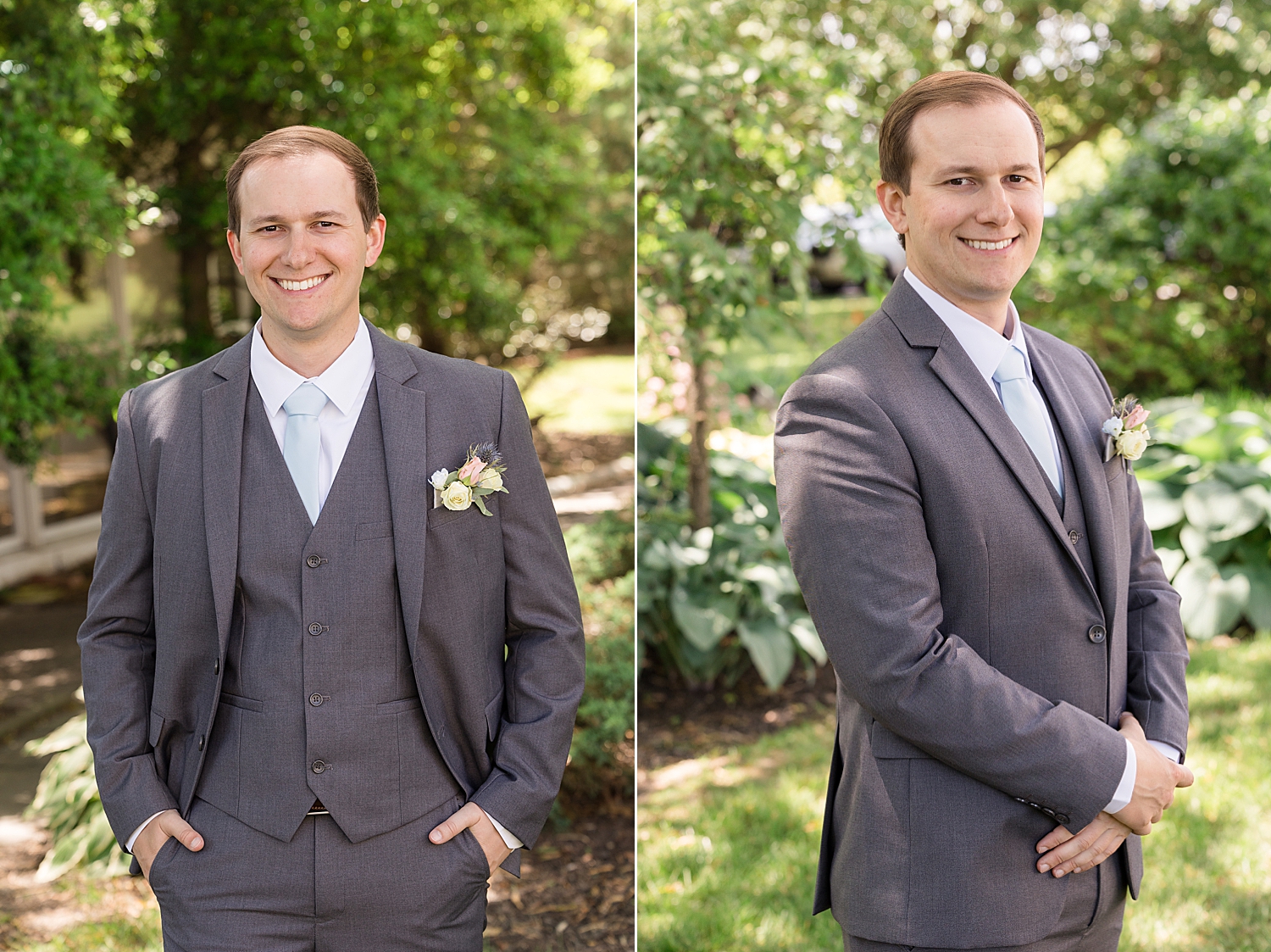 groom portrait while waiting for first look