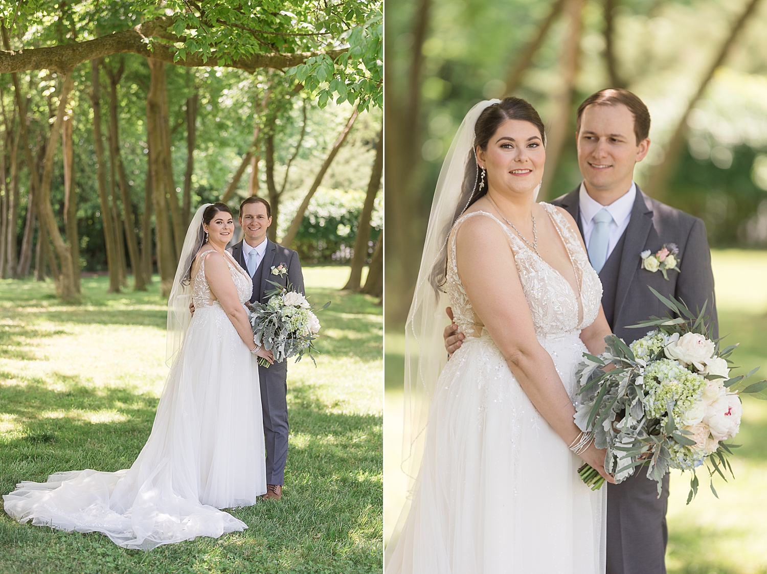 couple portrait in green trees