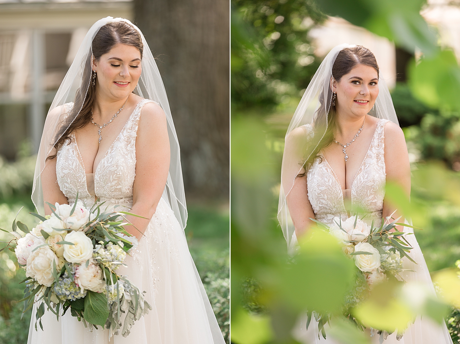 bridal portrait through the trees