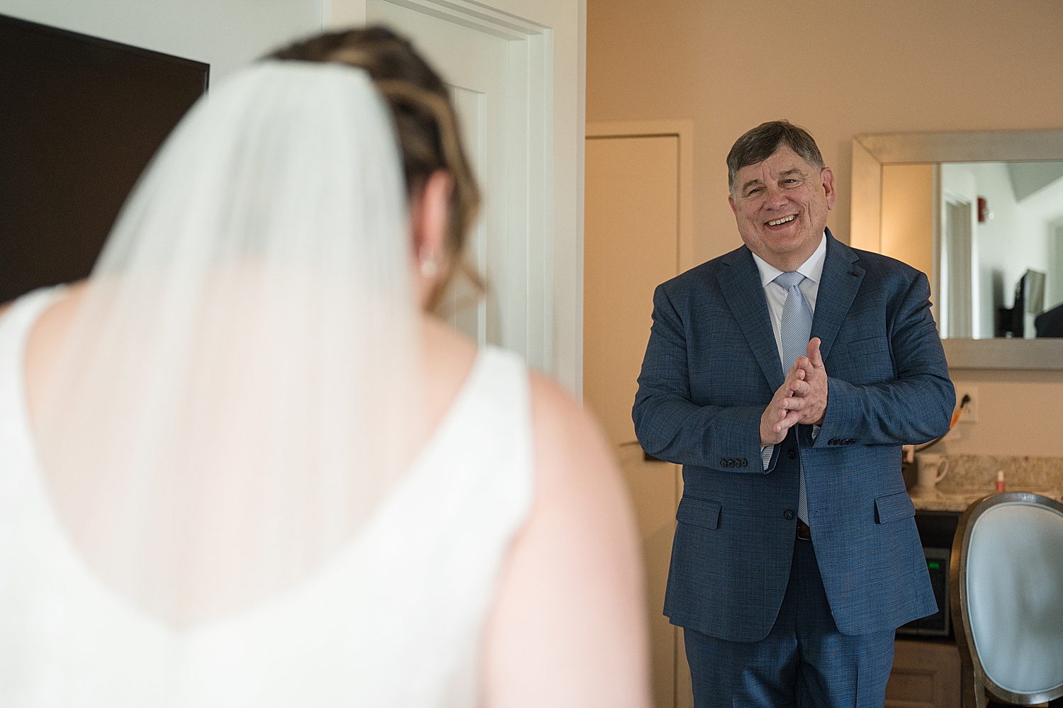 first look with bride and her dad