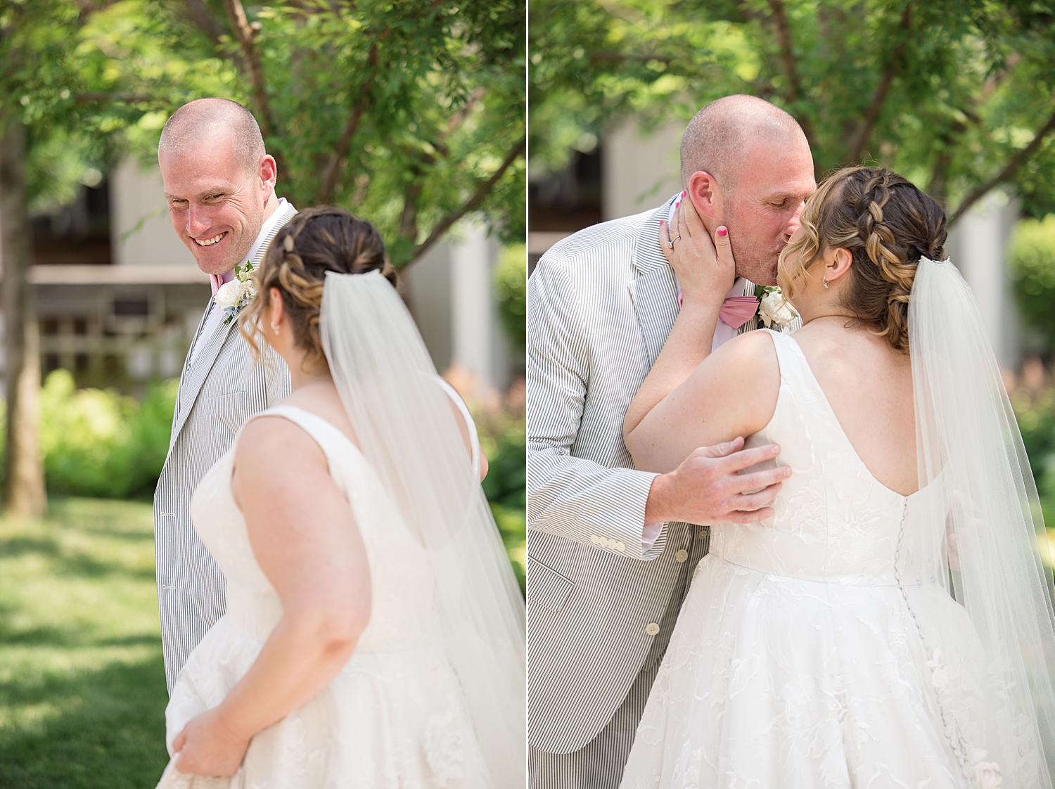 first look between bride and groom chesapeake bay beach club