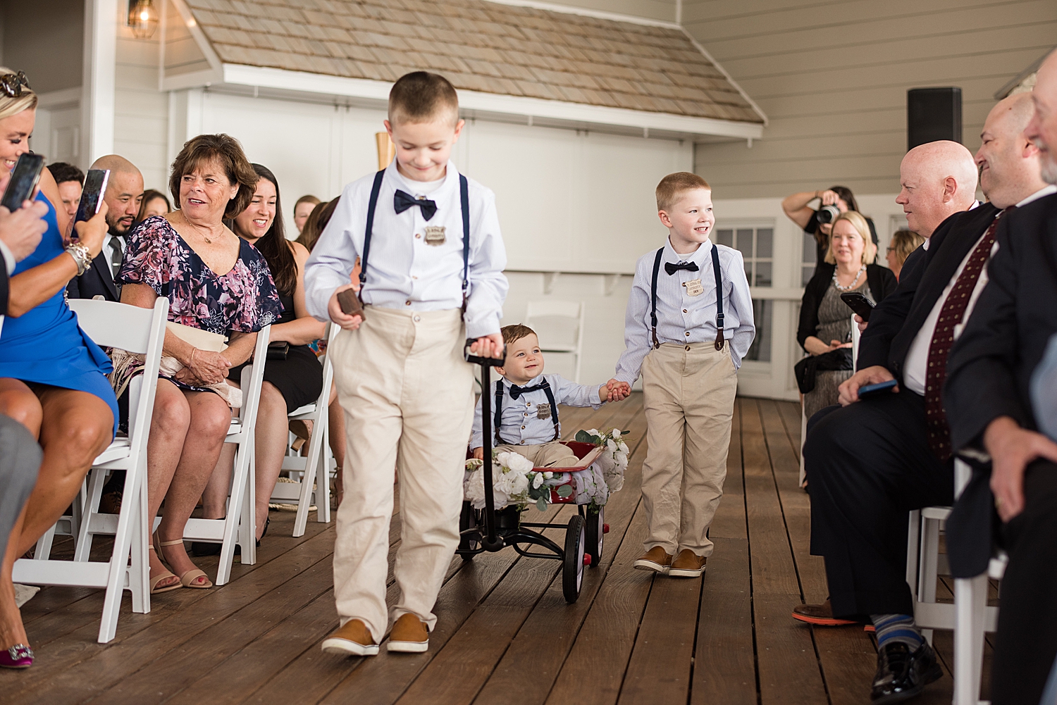 bring bearers in wagon coming down the aisle