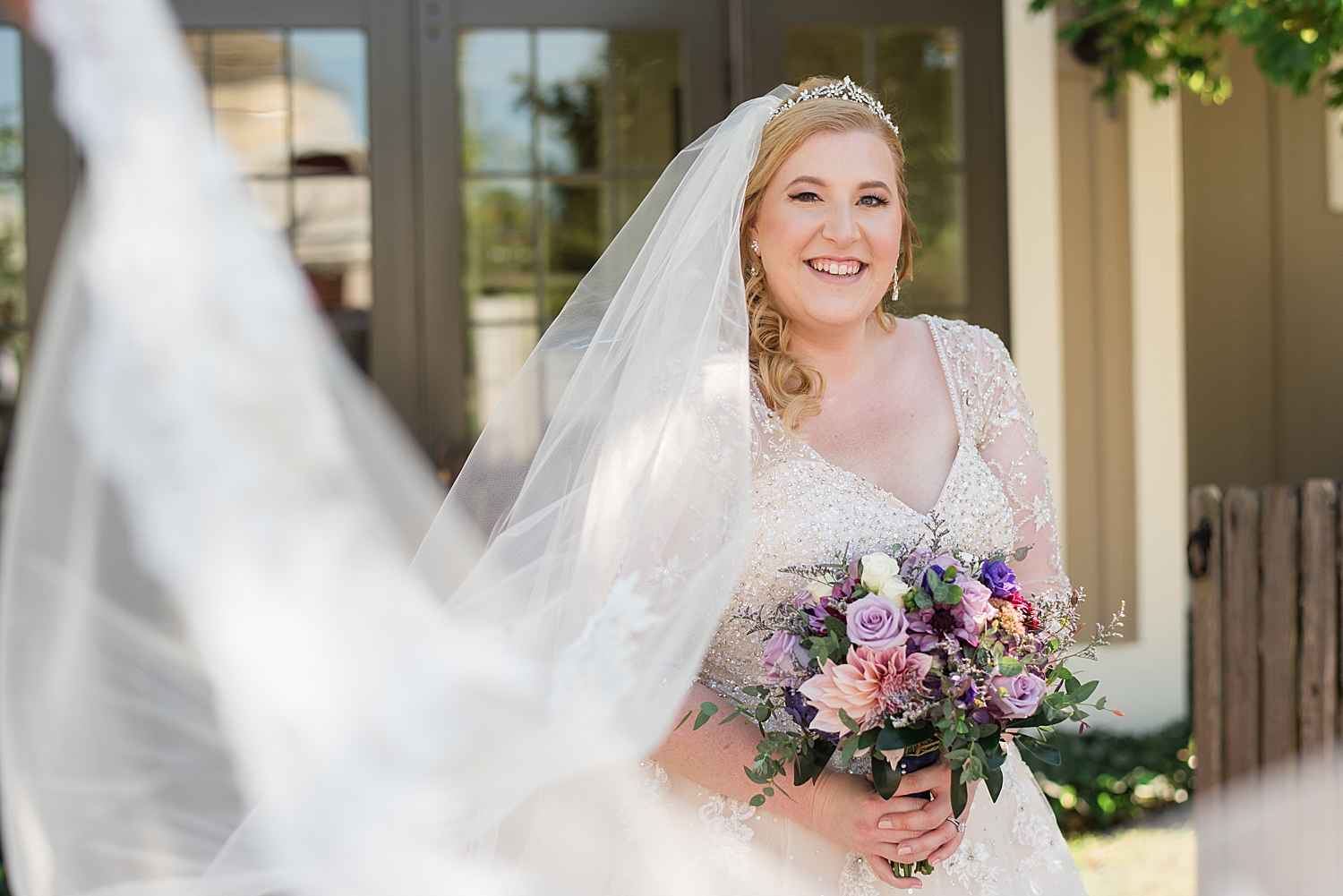 bridal portrait through veil