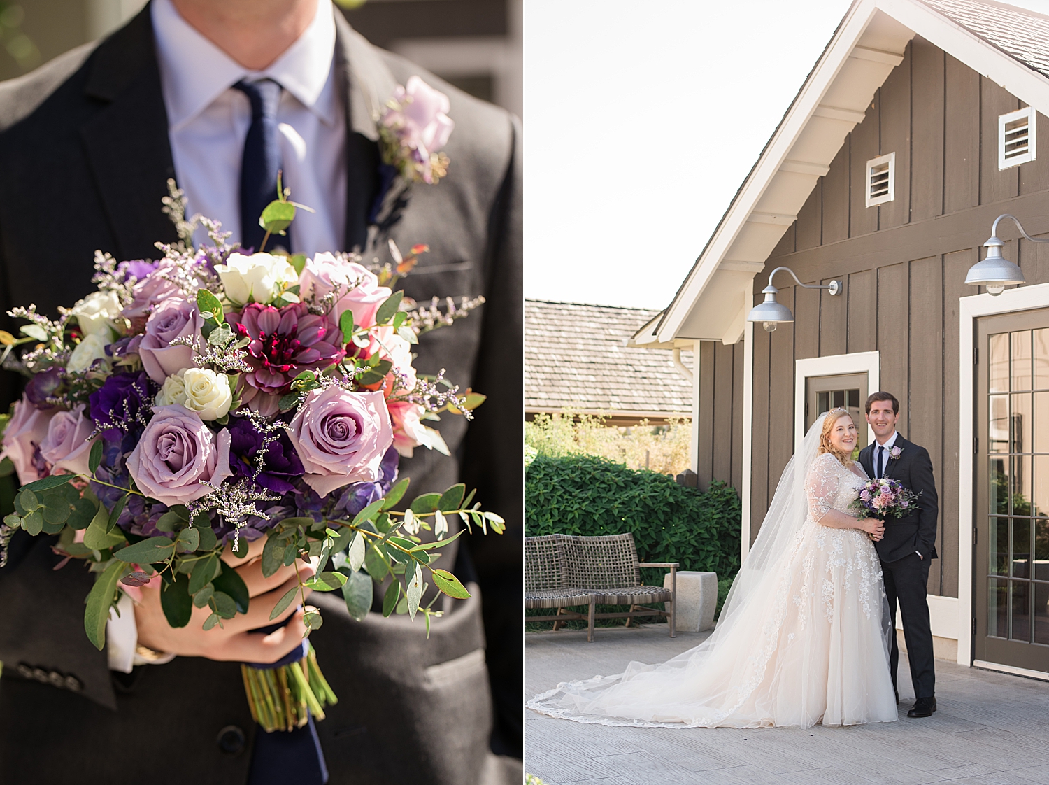 bride and groom portrait in chesapeake bay inn courtyard