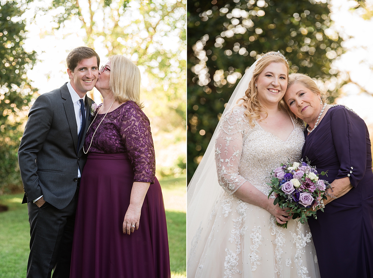 bride and groom with each of their moms