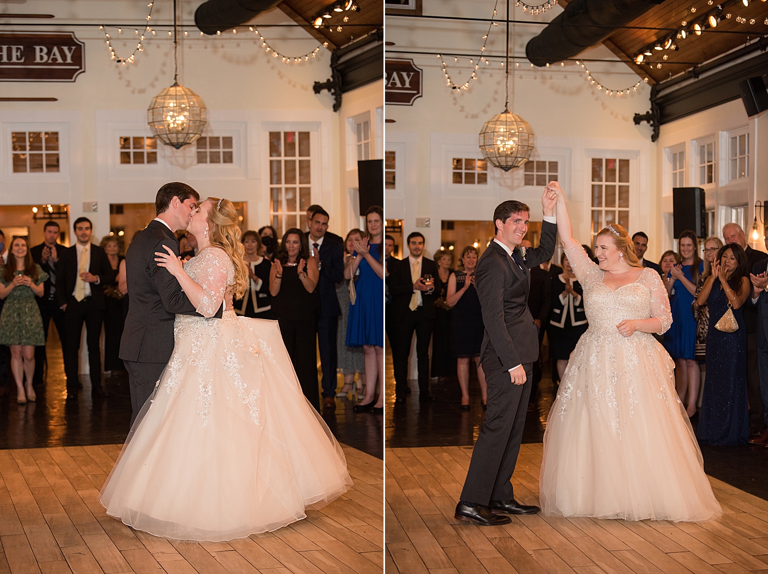 bride and groom first dance chesapeake bay beach club