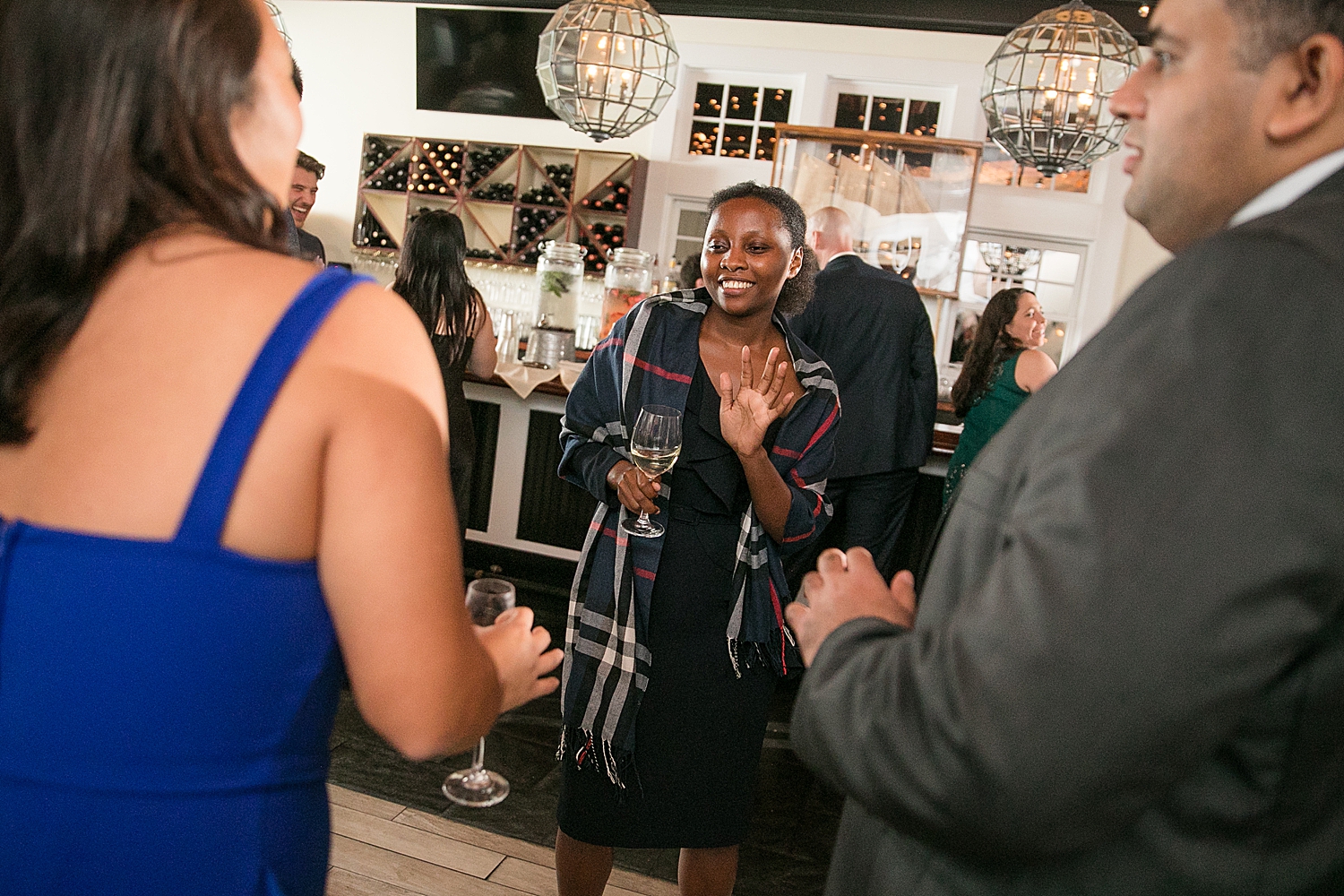 candid wedding guests dancing