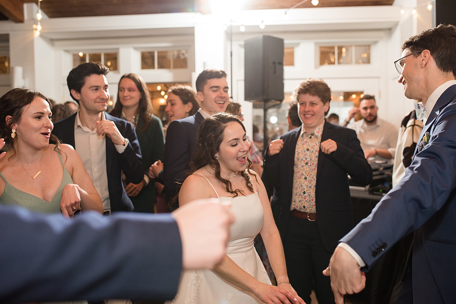 candid dancing during reception